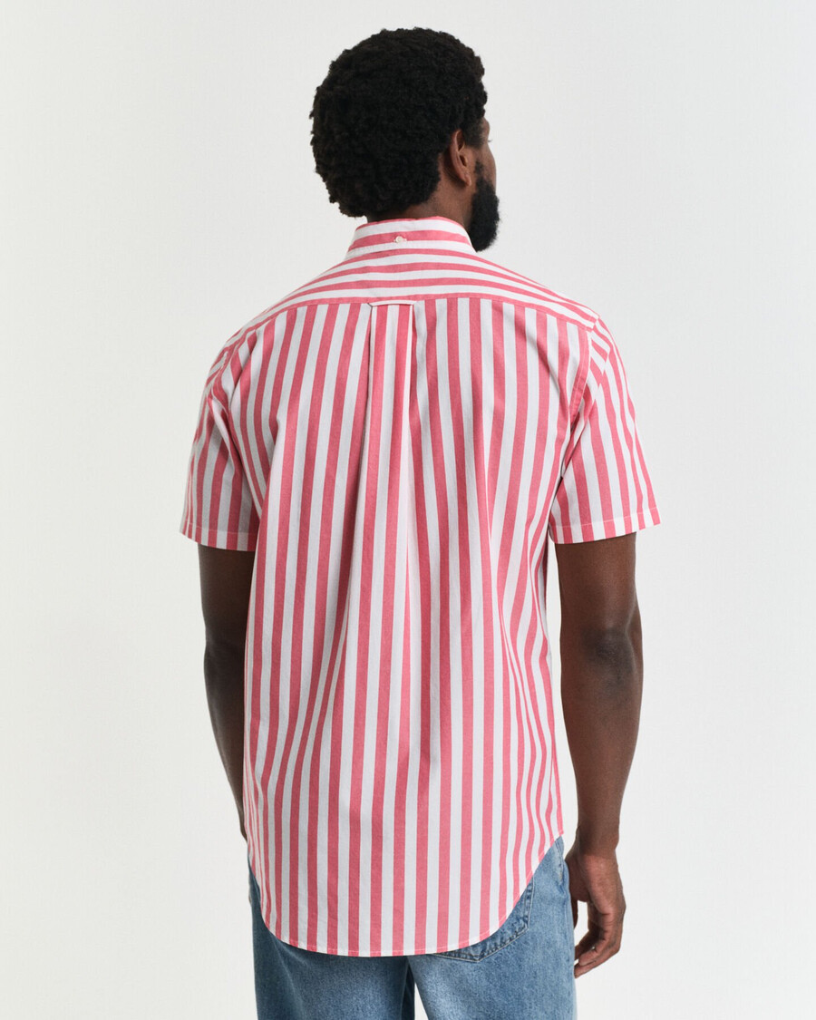 camisa clásica de popelina a rayas de manga corta y corte regular - rojo sandía