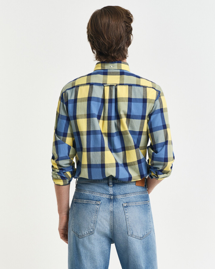 camisa de sarga a cuadros de corte relajado - amarillo liso