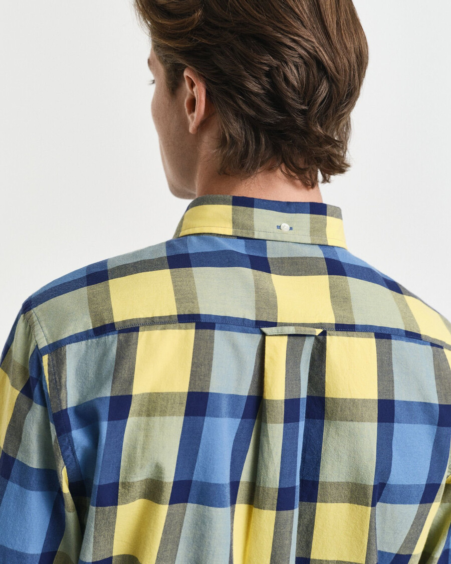 camisa de sarga a cuadros de corte relajado - amarillo liso