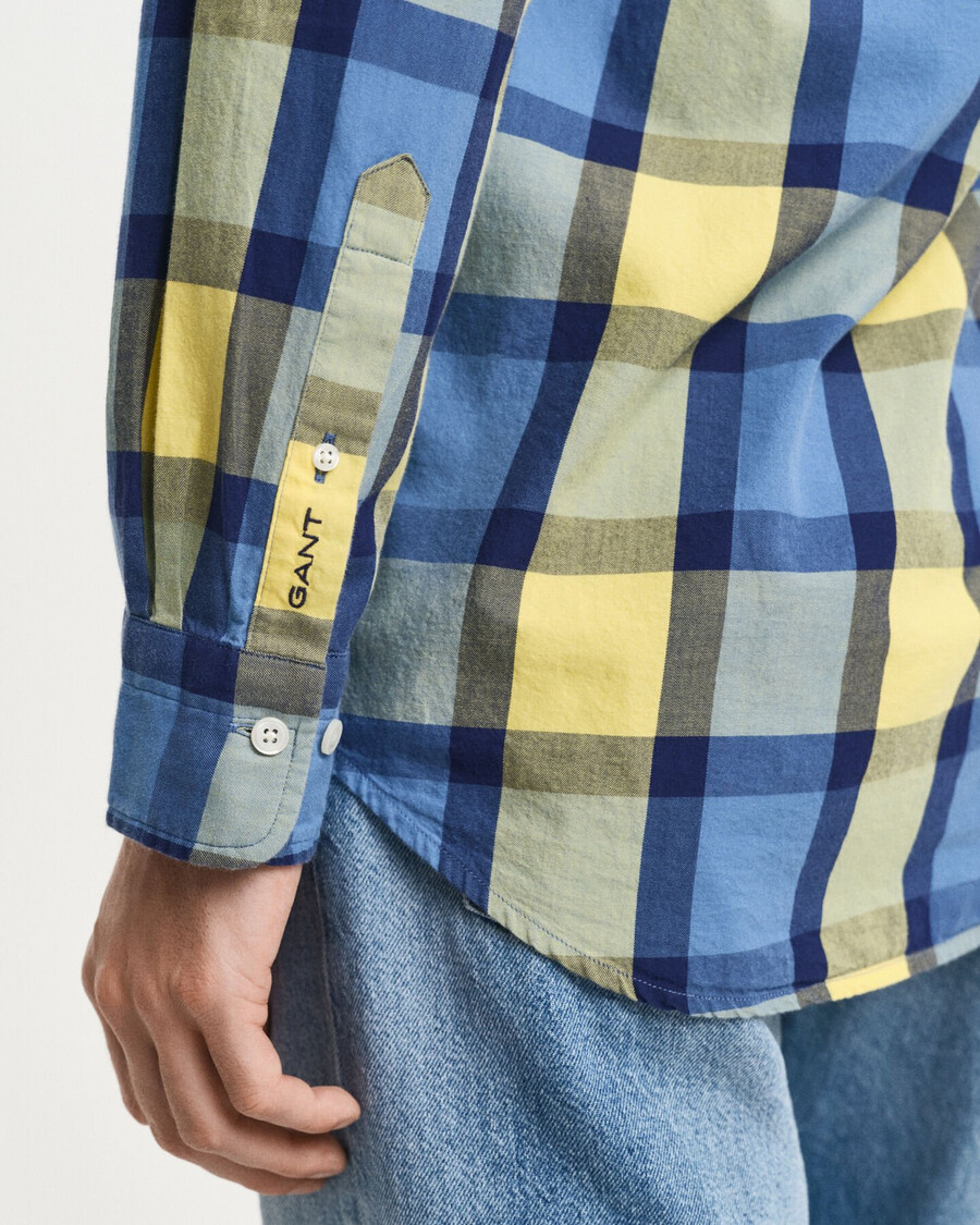 camisa de sarga a cuadros de corte relajado - amarillo liso