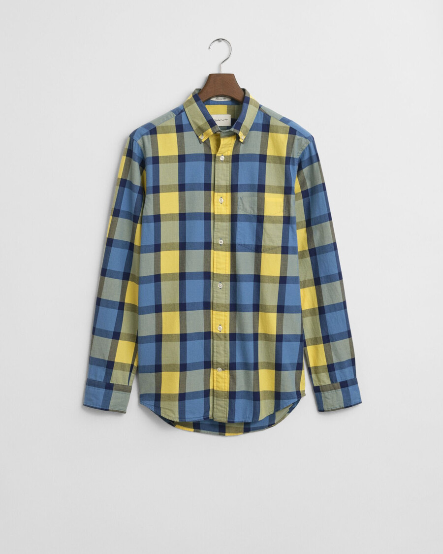 camisa de sarga a cuadros de corte relajado - amarillo liso