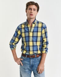 camisa de sarga a cuadros de corte relajado - amarillo liso