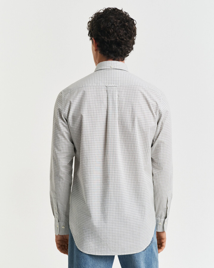 camisa clásica de popelina a cuadros de corte regular - verde enebro