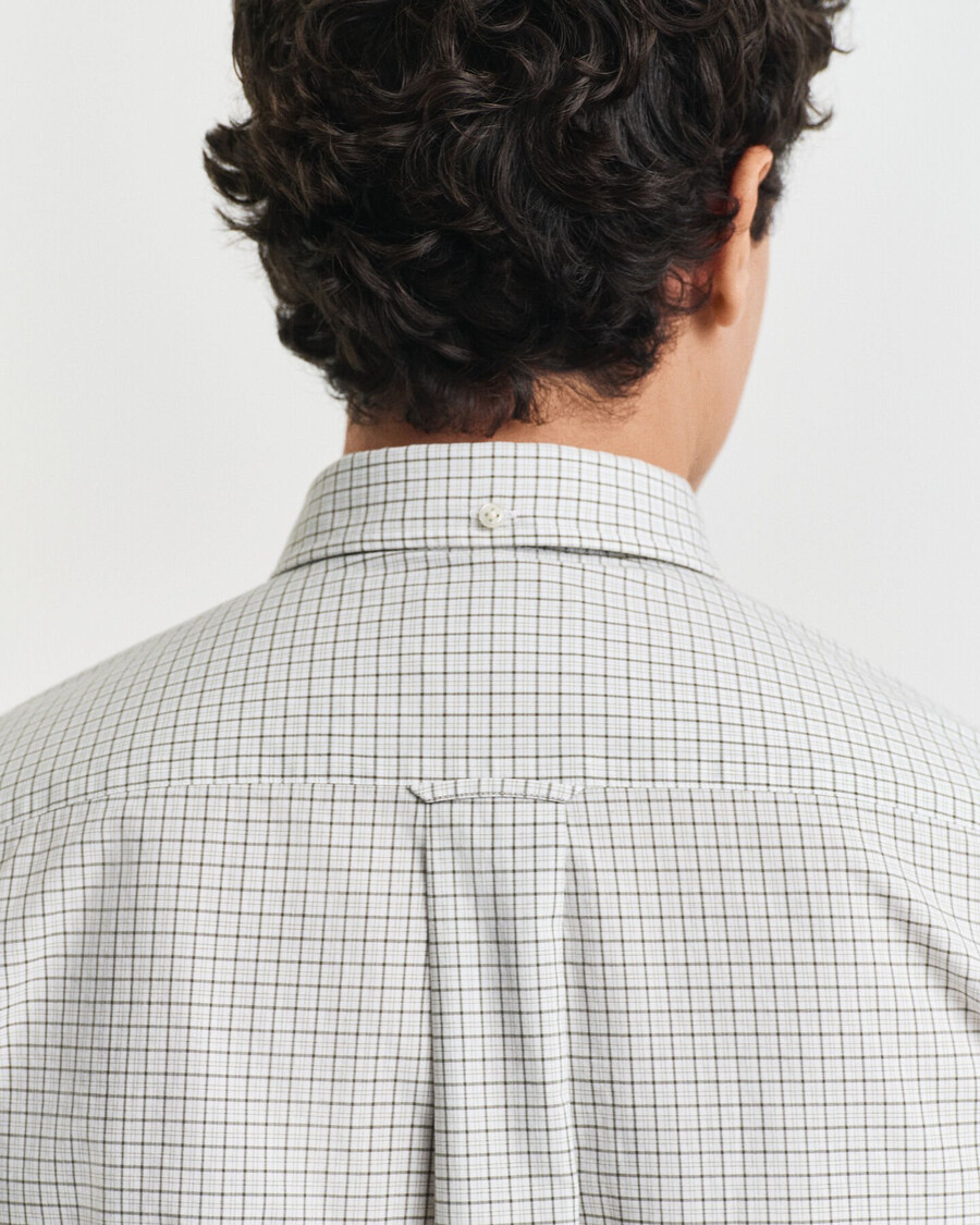 camisa clásica de popelina a cuadros de corte regular - verde enebro
