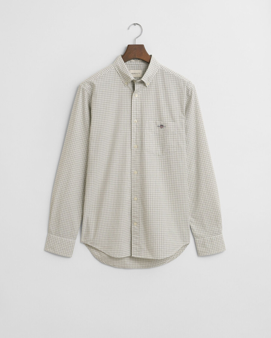 camisa clásica de popelina a cuadros de corte regular - verde enebro