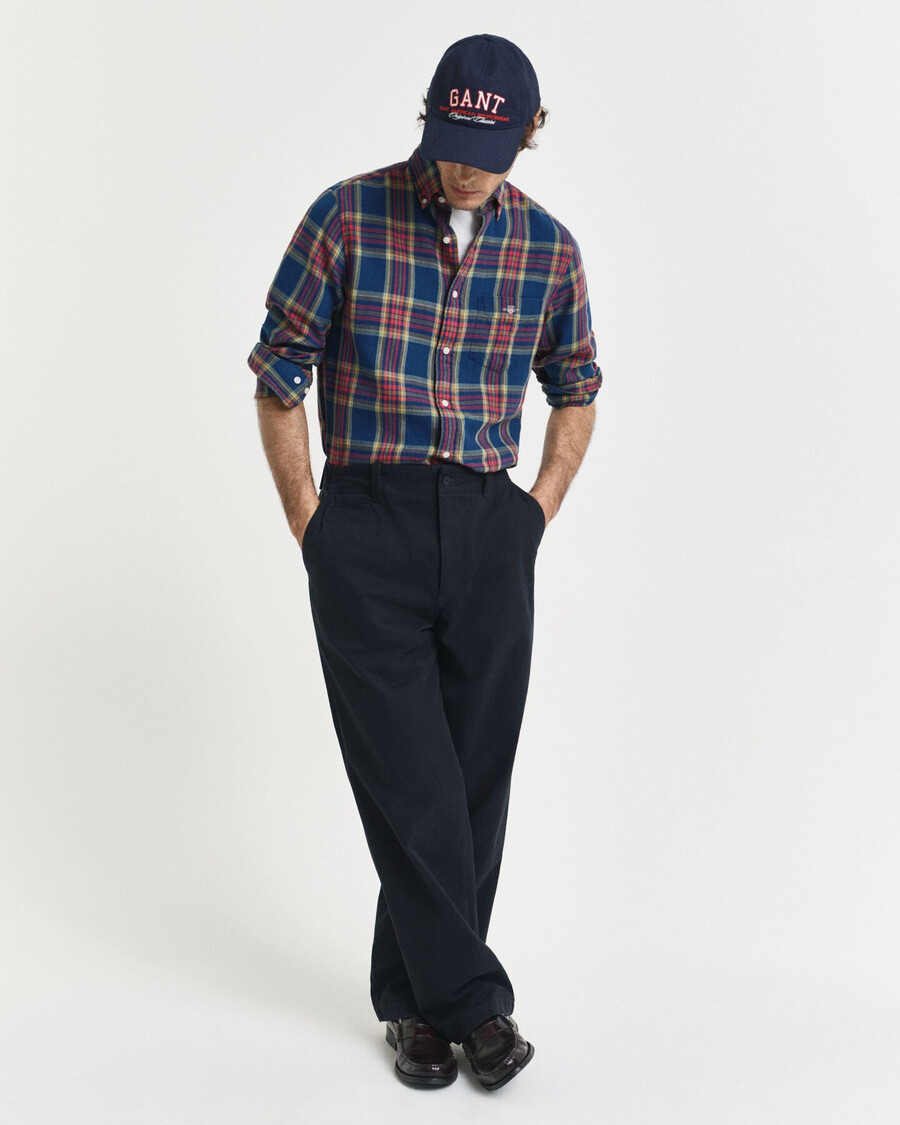 camisa de sarga Índigo a cuadros de corte regular - Índigo