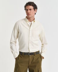 camisa de sarga de corte regular - crema