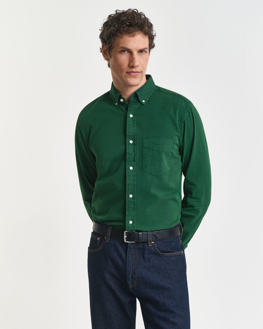 camisa de sarga de corte regular - verde bosque