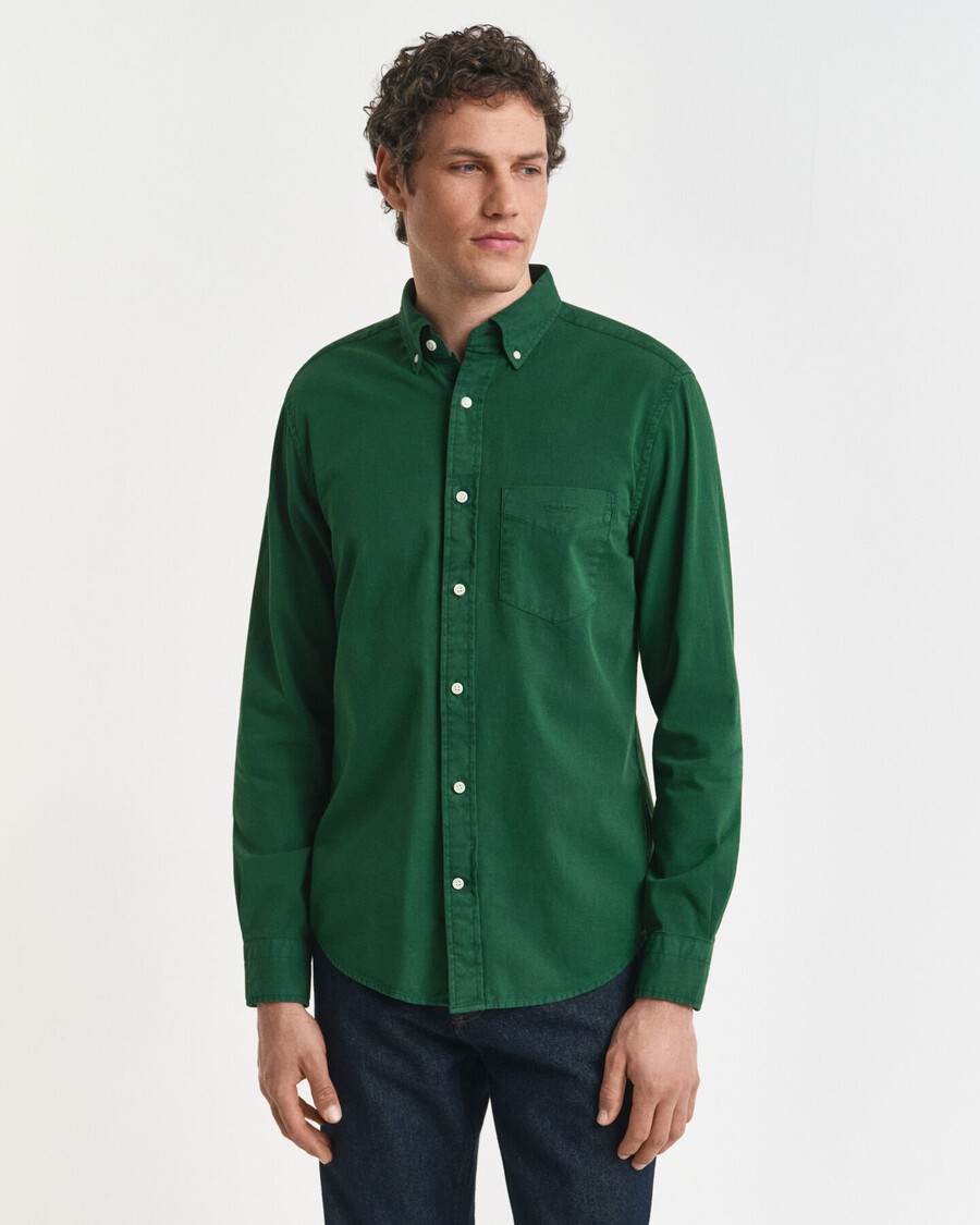 camisa de sarga de corte regular - verde bosque