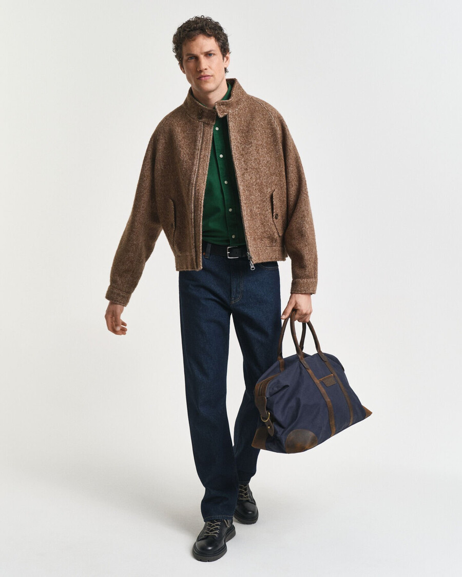 camisa de sarga de corte regular - verde bosque