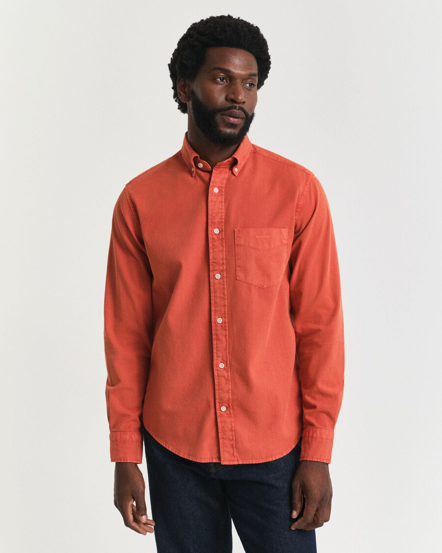 camisa de sarga de corte regular - naranja intenso