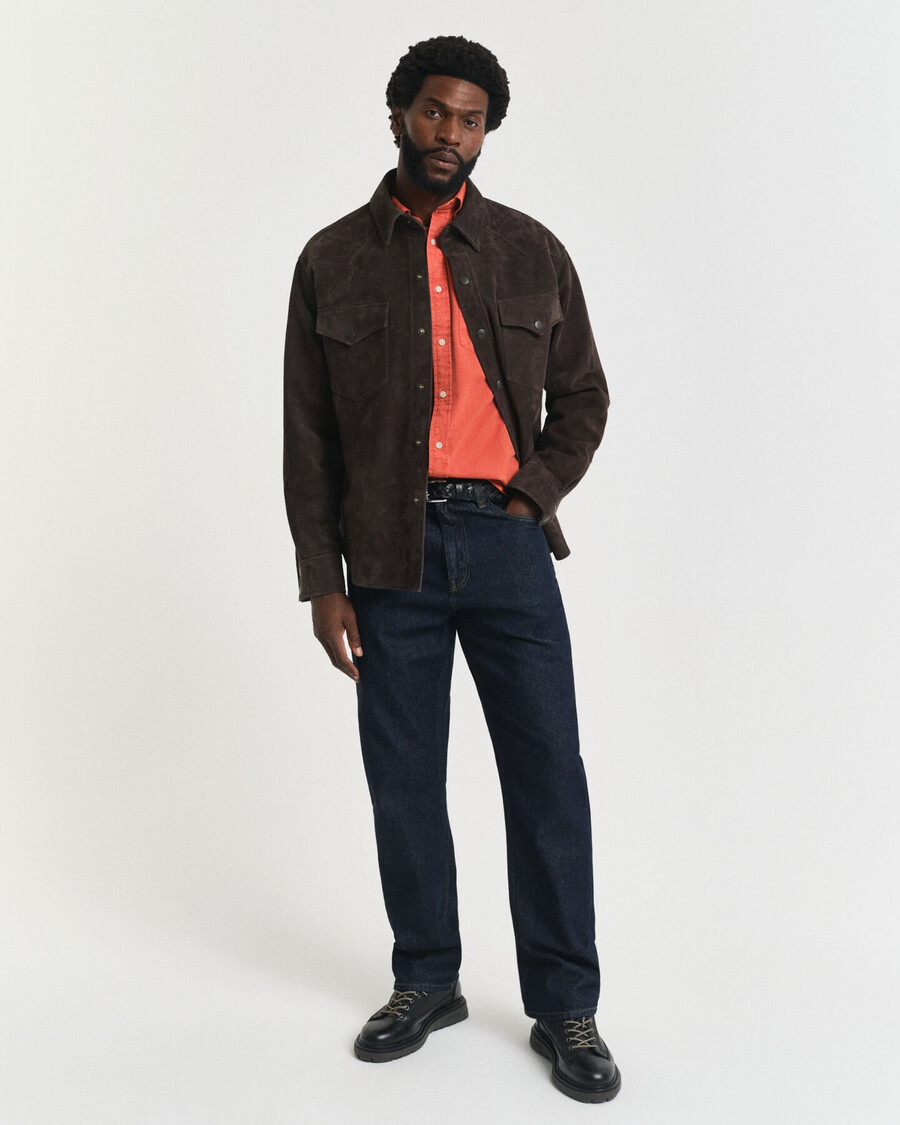 camisa de sarga de corte regular - naranja intenso