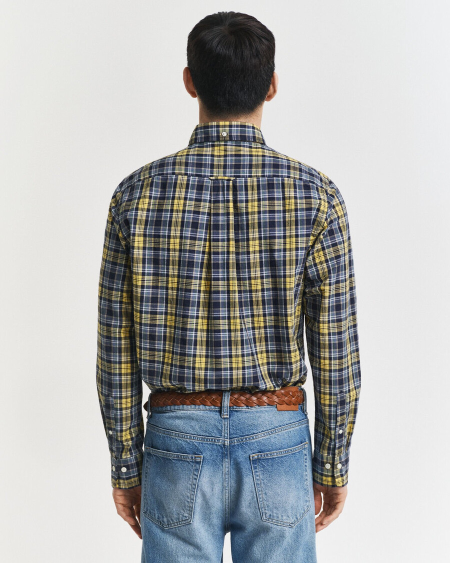 camisa de popelina de cuadros archive de corte regular - azul marino
