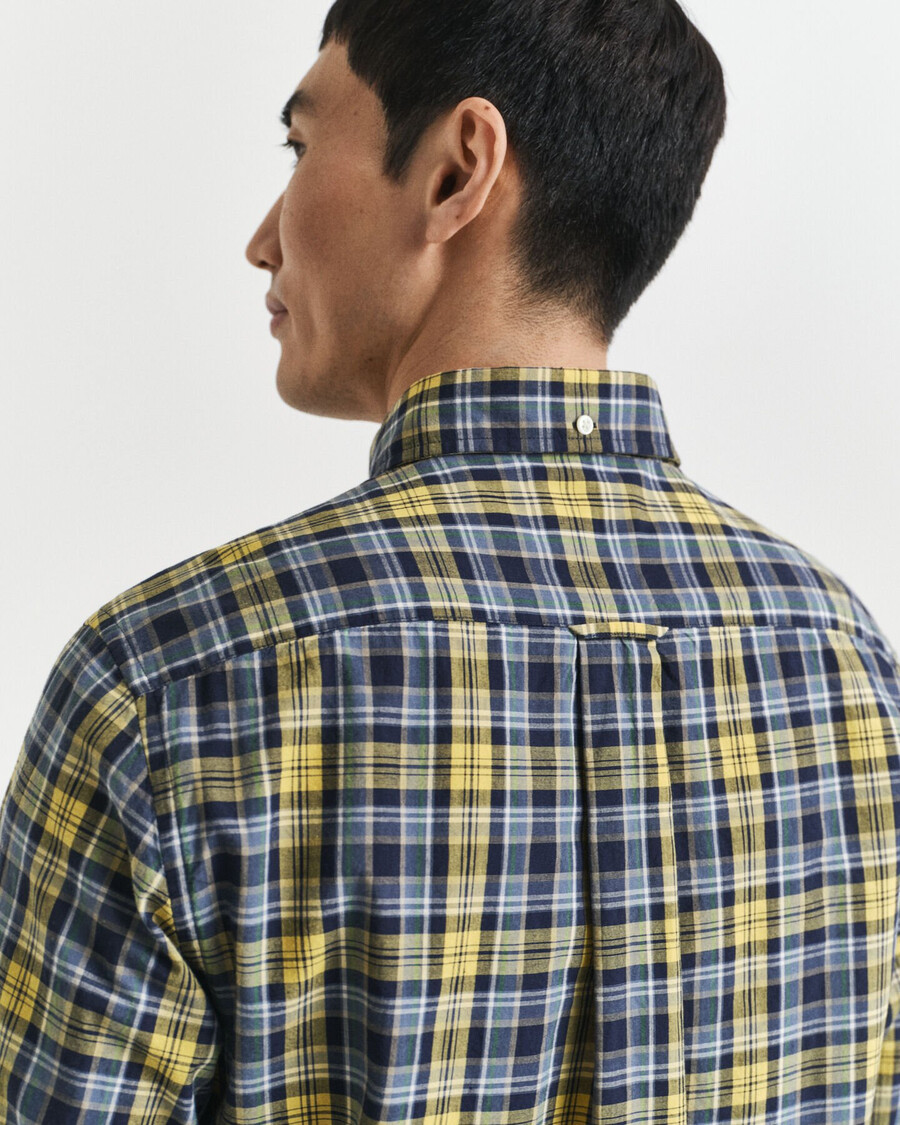 camisa de popelina de cuadros archive de corte regular - azul marino
