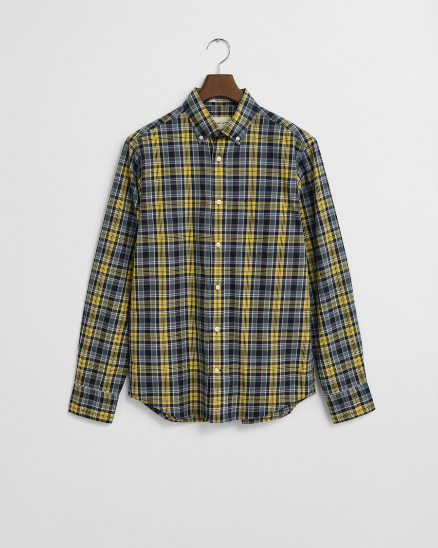 camisa de popelina de cuadros archive de corte regular - azul marino