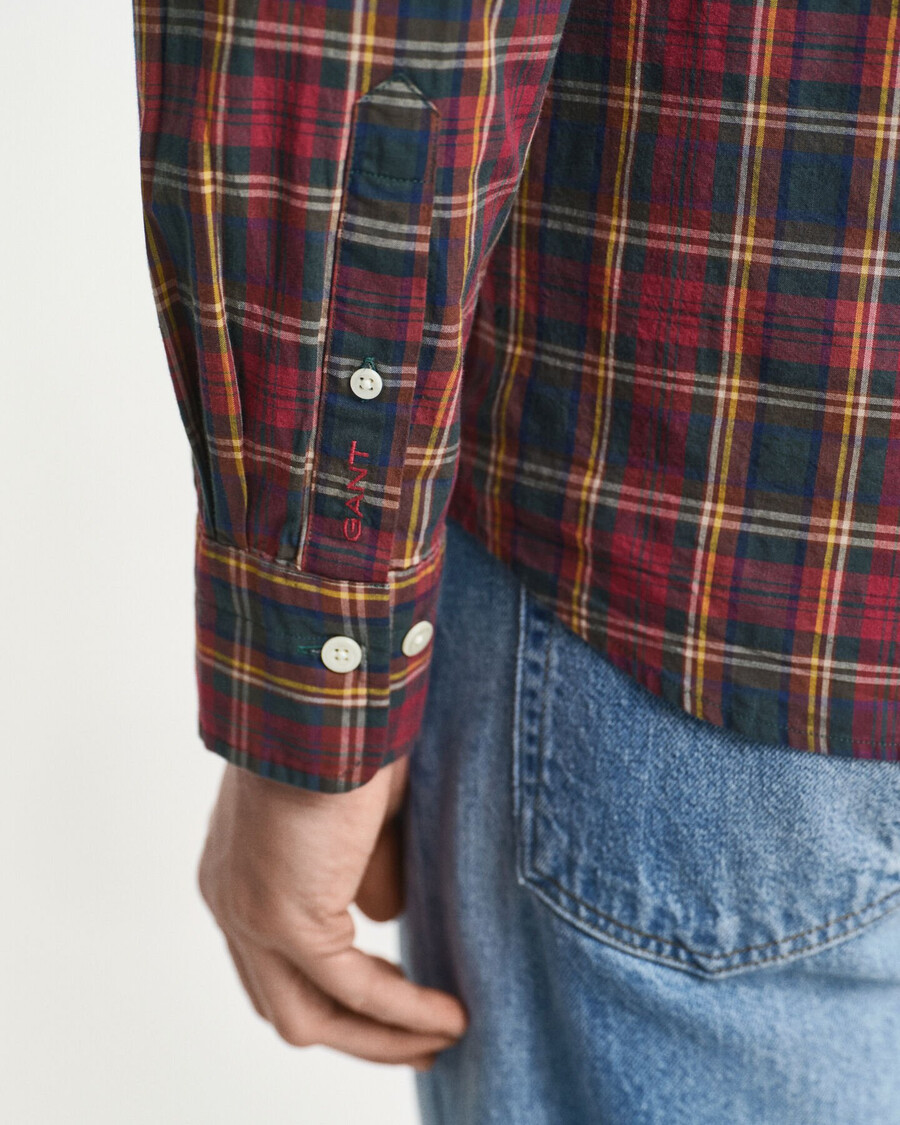 camisa de popelina de cuadros archive de corte regular - plumped red