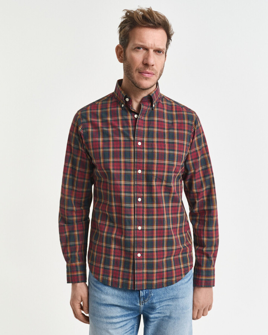 camisa de popelina de cuadros archive de corte regular - plumped red