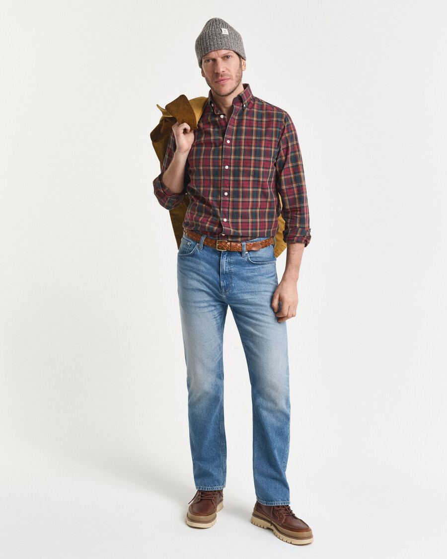 camisa de popelina de cuadros archive de corte regular - plumped red