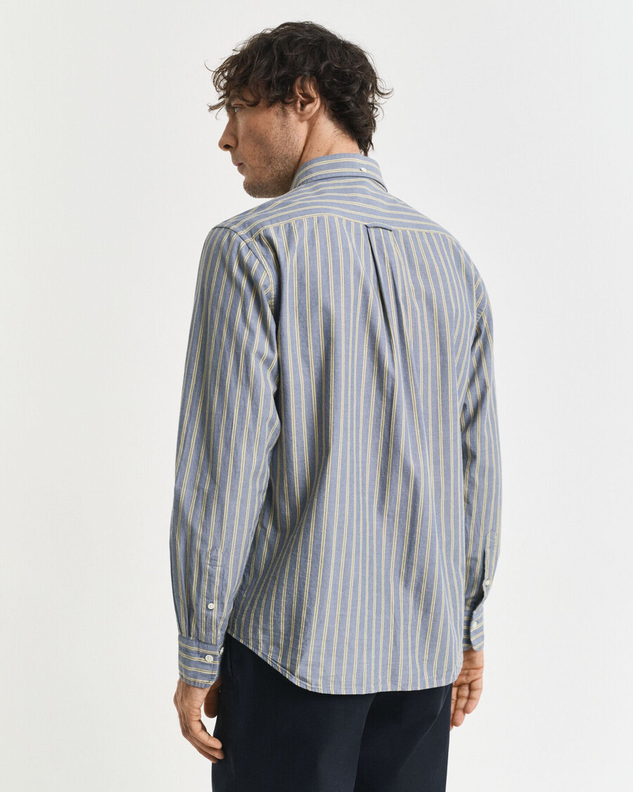 camisa de popelina de rayas de corte regular - azul marino