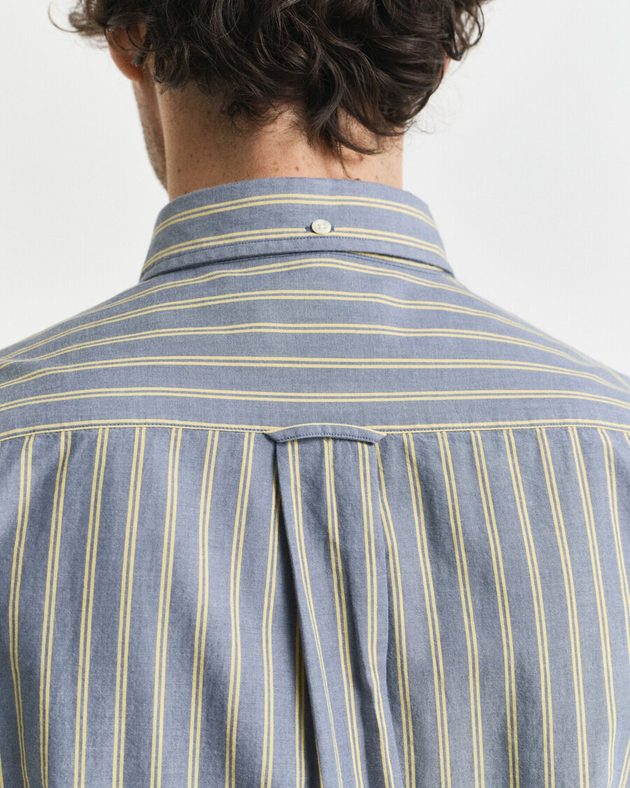 camisa de popelina de rayas de corte regular - azul marino