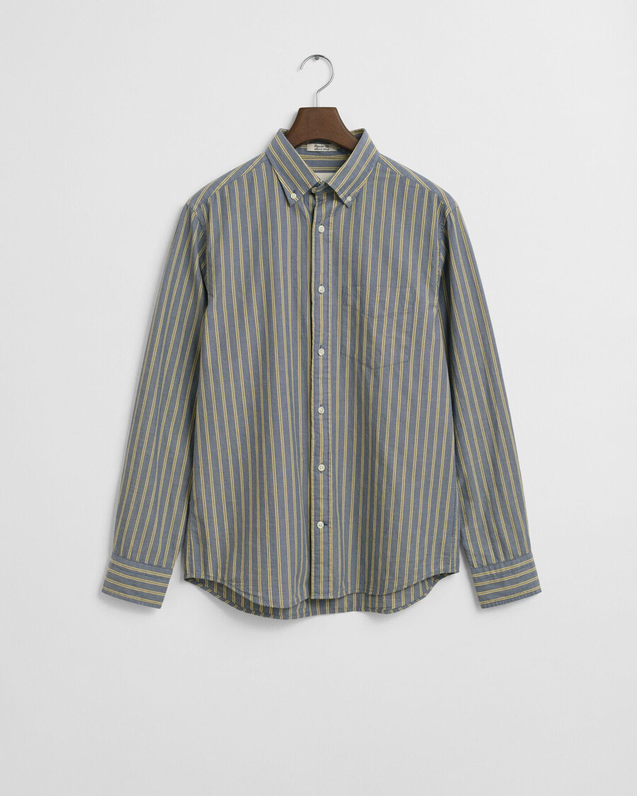 camisa de popelina de rayas de corte regular - azul marino