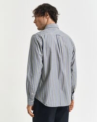 camisa de popelina de rayas de corte regular - azul marino