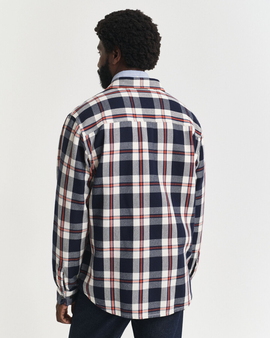 camisa de sarga gruesa a cuadros - azul noche