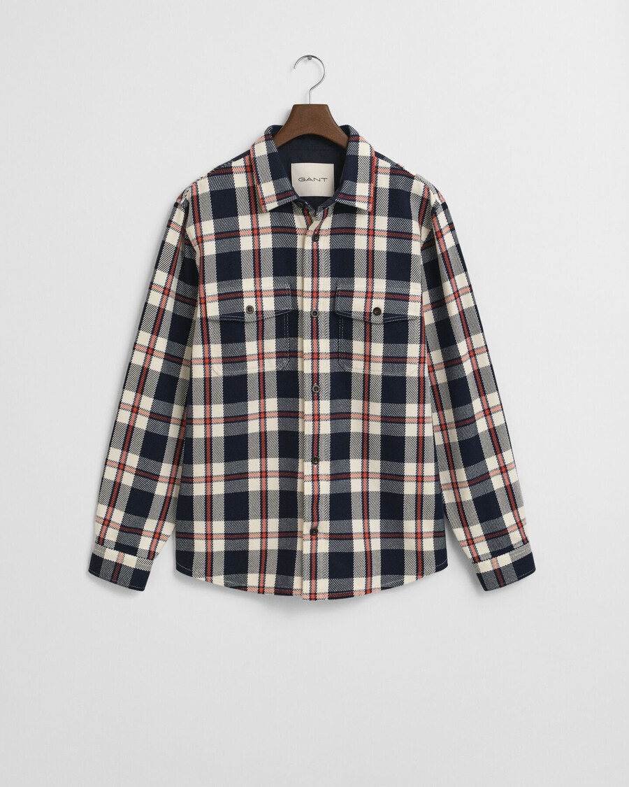 camisa de sarga gruesa a cuadros - azul noche