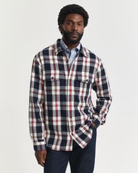 camisa de sarga gruesa a cuadros - azul noche