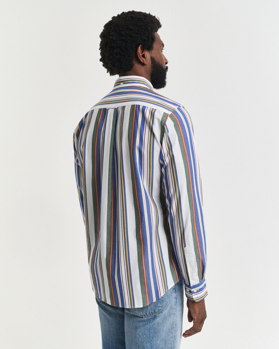 camisa clásica de popelina de rayas múltiples de corte regular - multicolor
