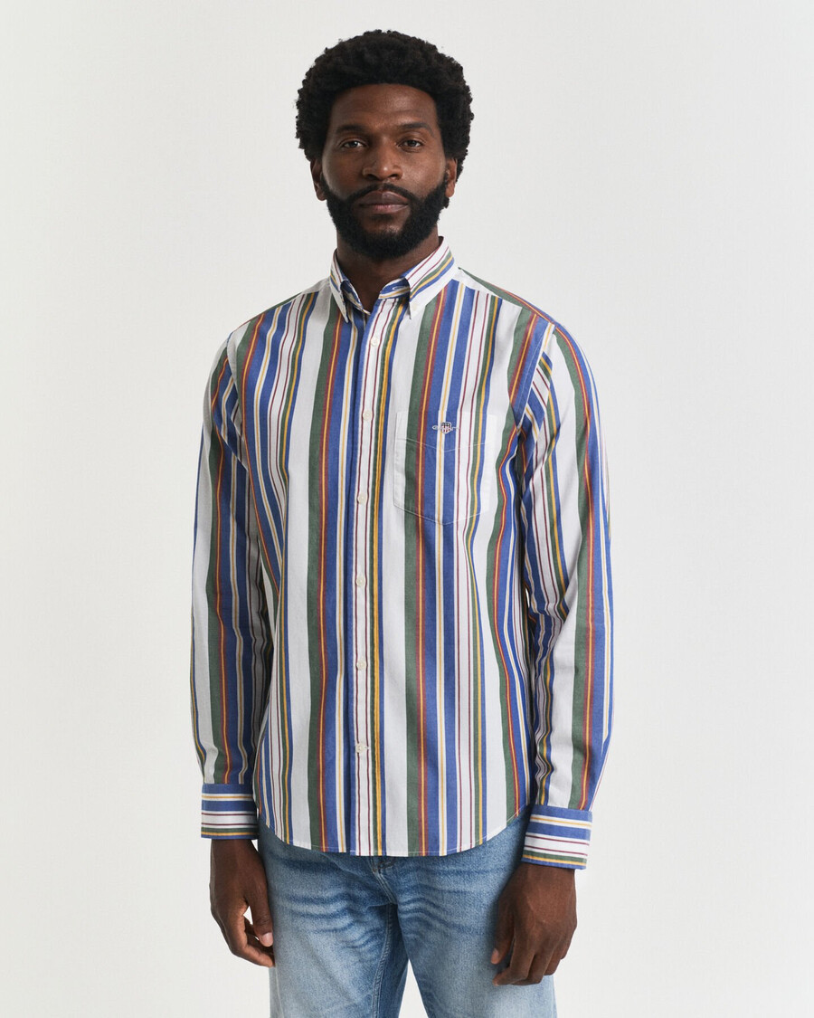 camisa clásica de popelina de rayas múltiples de corte regular - multicolor