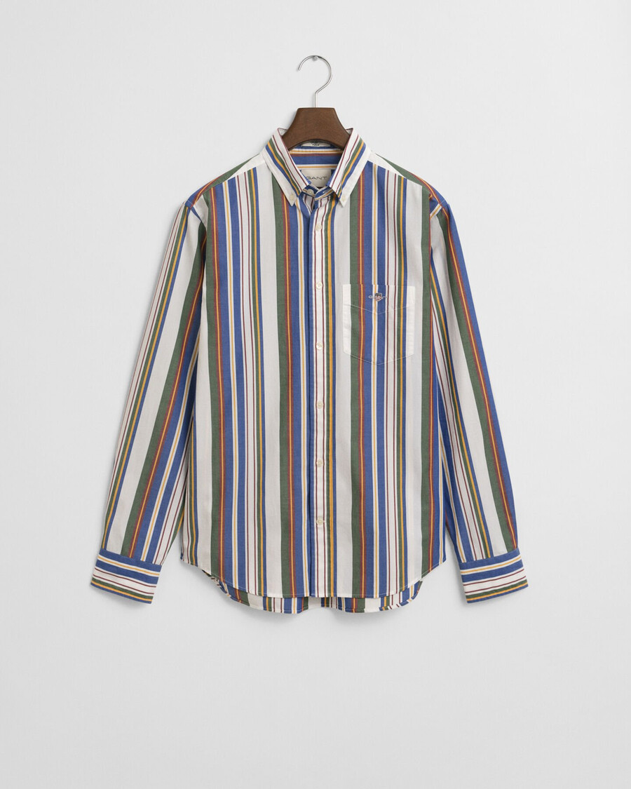 camisa clásica de popelina de rayas múltiples de corte regular - multicolor