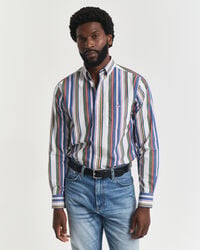 camisa clásica de popelina de rayas múltiples de corte regular - multicolor