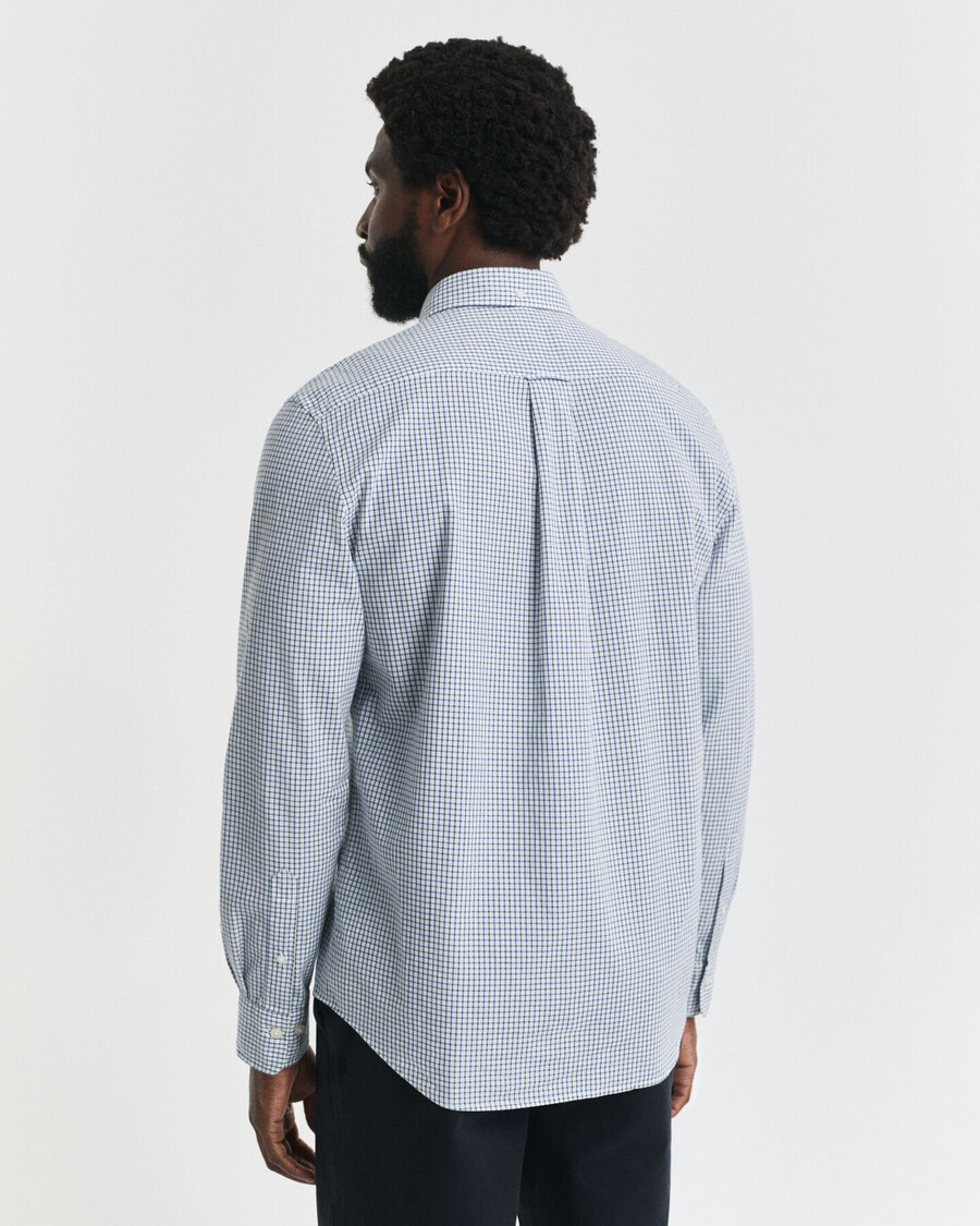 camisa clásica de popelina de cuadros micro de corte regular - verde bosque