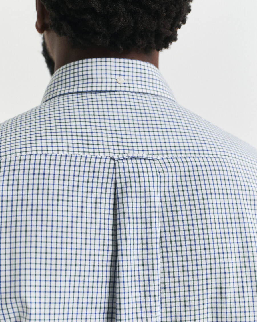 camisa clásica de popelina de cuadros micro de corte regular - verde bosque