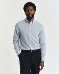 camisa clásica de popelina de cuadros micro de corte regular - verde bosque