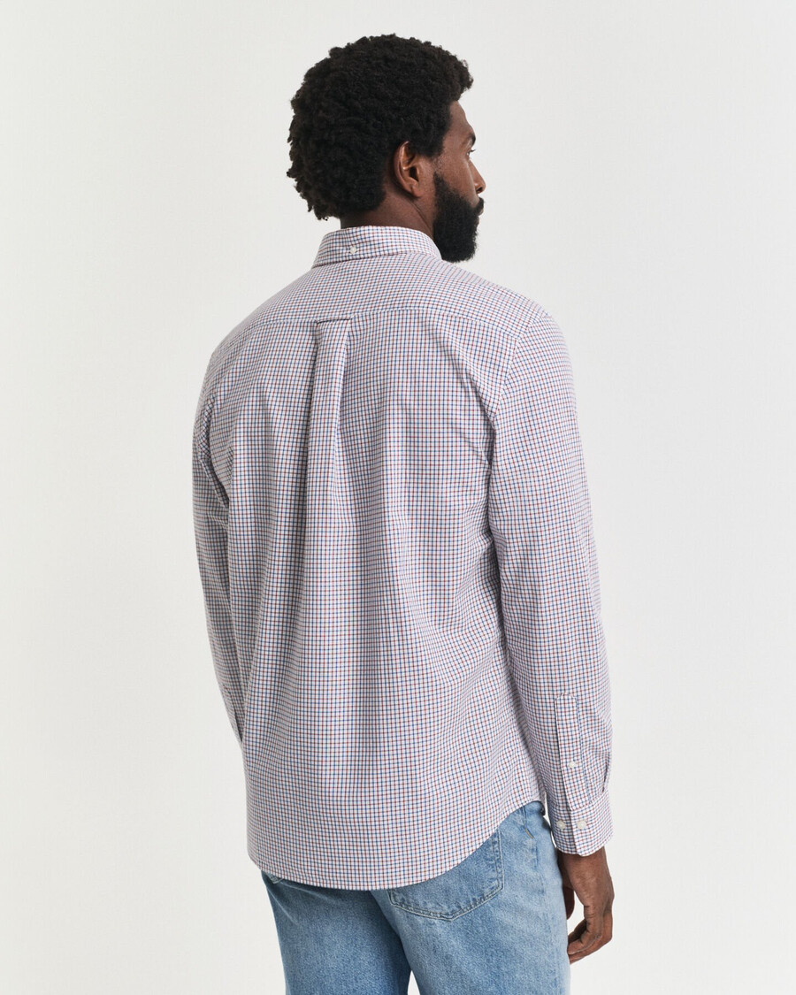 camisa clásica de popelina de cuadros micro de corte regular - plumped red