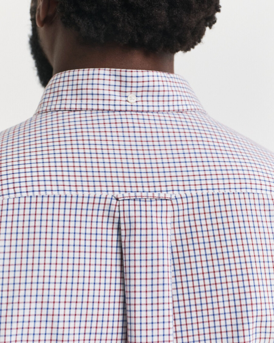 camisa clásica de popelina de cuadros micro de corte regular - plumped red