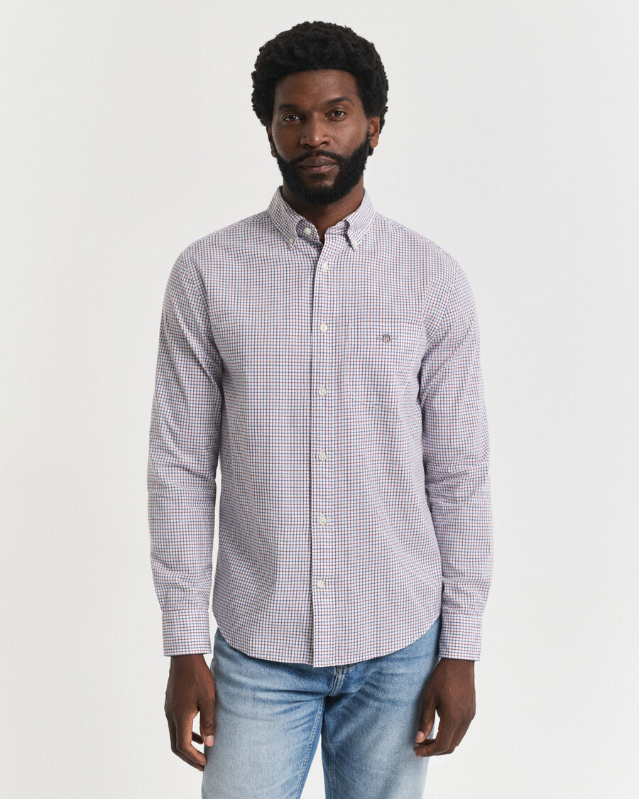 camisa clásica de popelina de cuadros micro de corte regular - plumped red