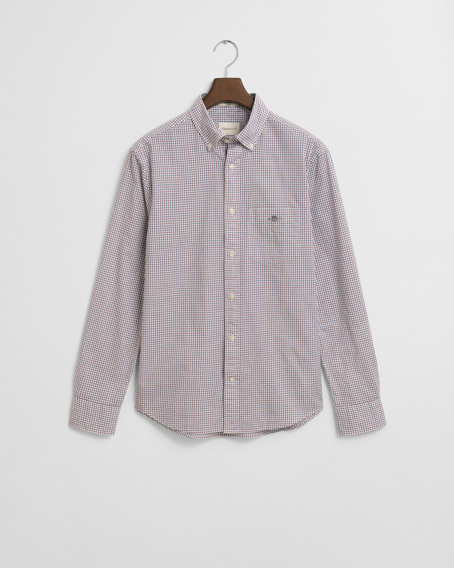 camisa clásica de popelina de cuadros micro de corte regular - plumped red
