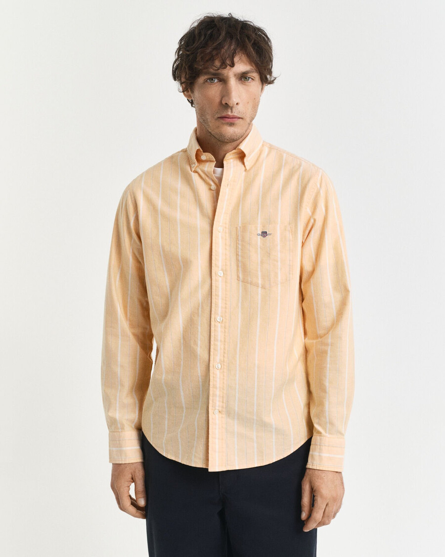 camisa oxford clásica a rayas de corte regular - amarillo liquen