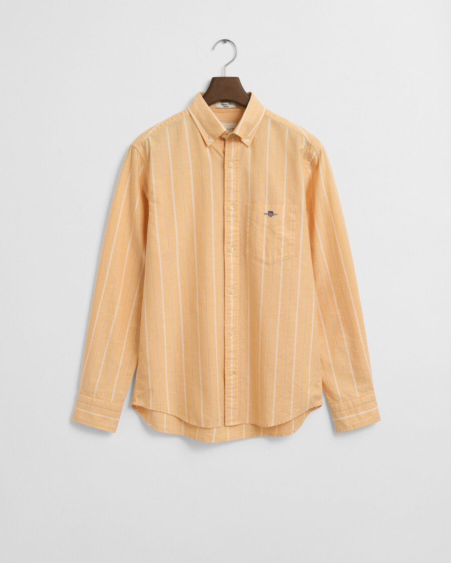 camisa oxford clásica a rayas de corte regular - amarillo liquen