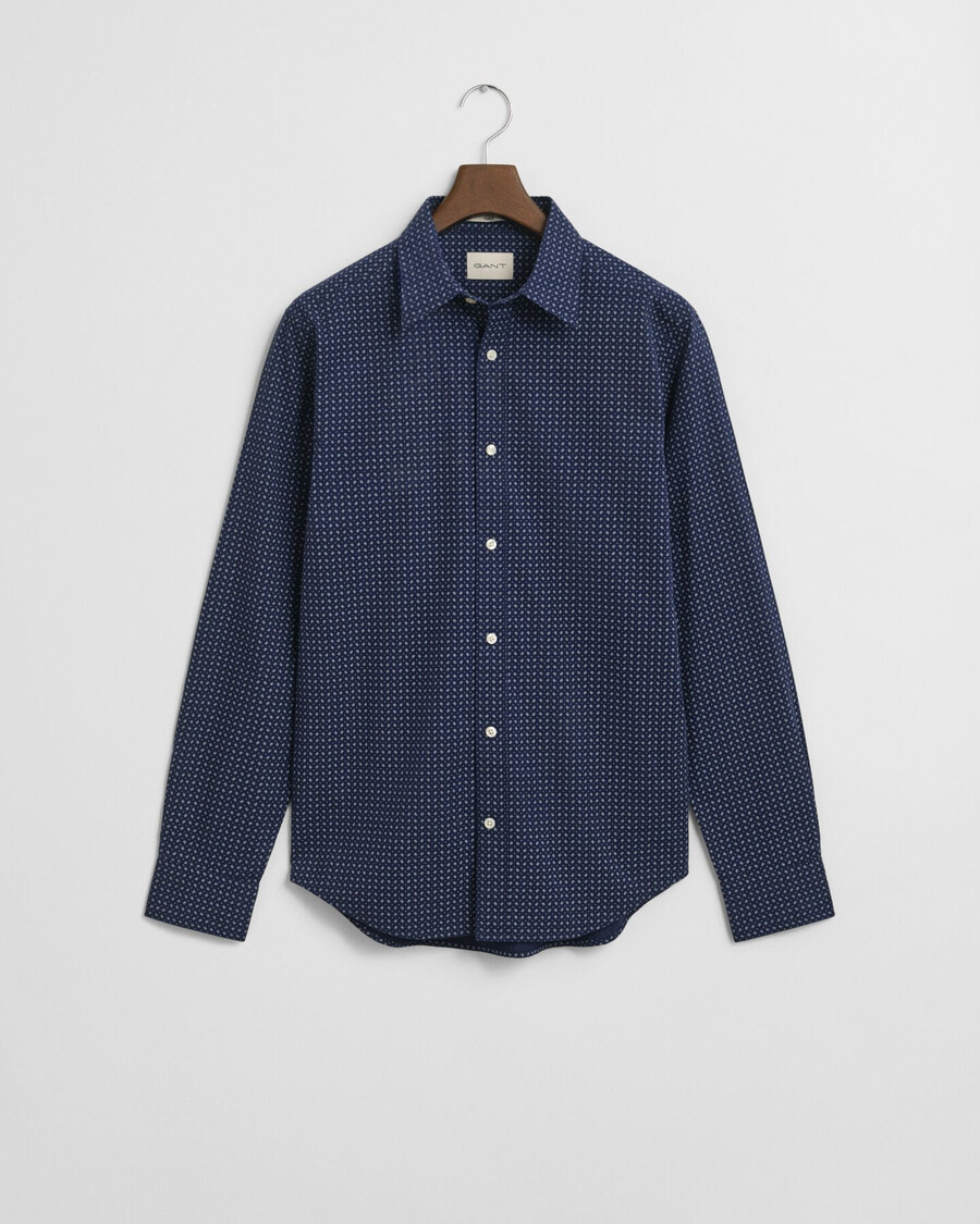 camisa de corte regular con microestampado - azul clásico