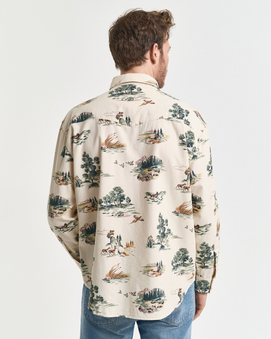 camisa rodeo estampada de corte relajado - blanco marfil