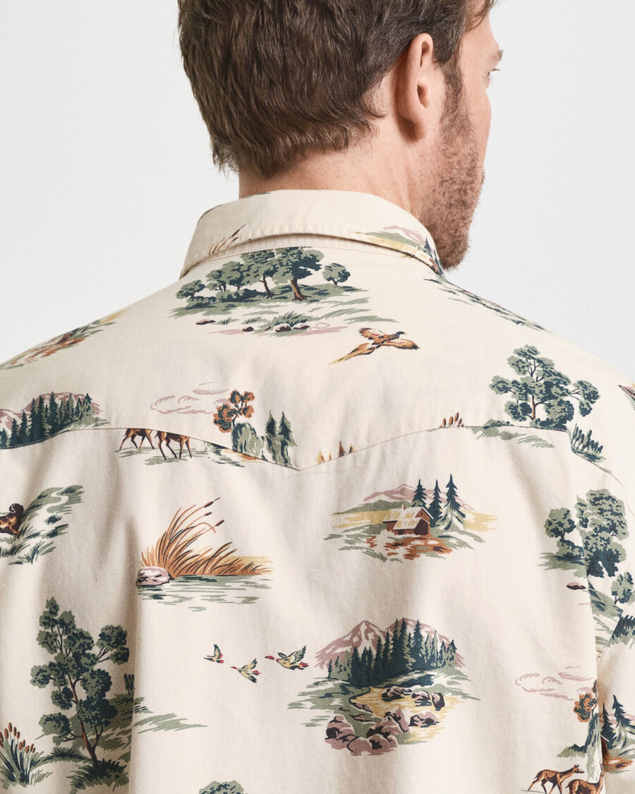 camisa rodeo estampada de corte relajado - blanco marfil
