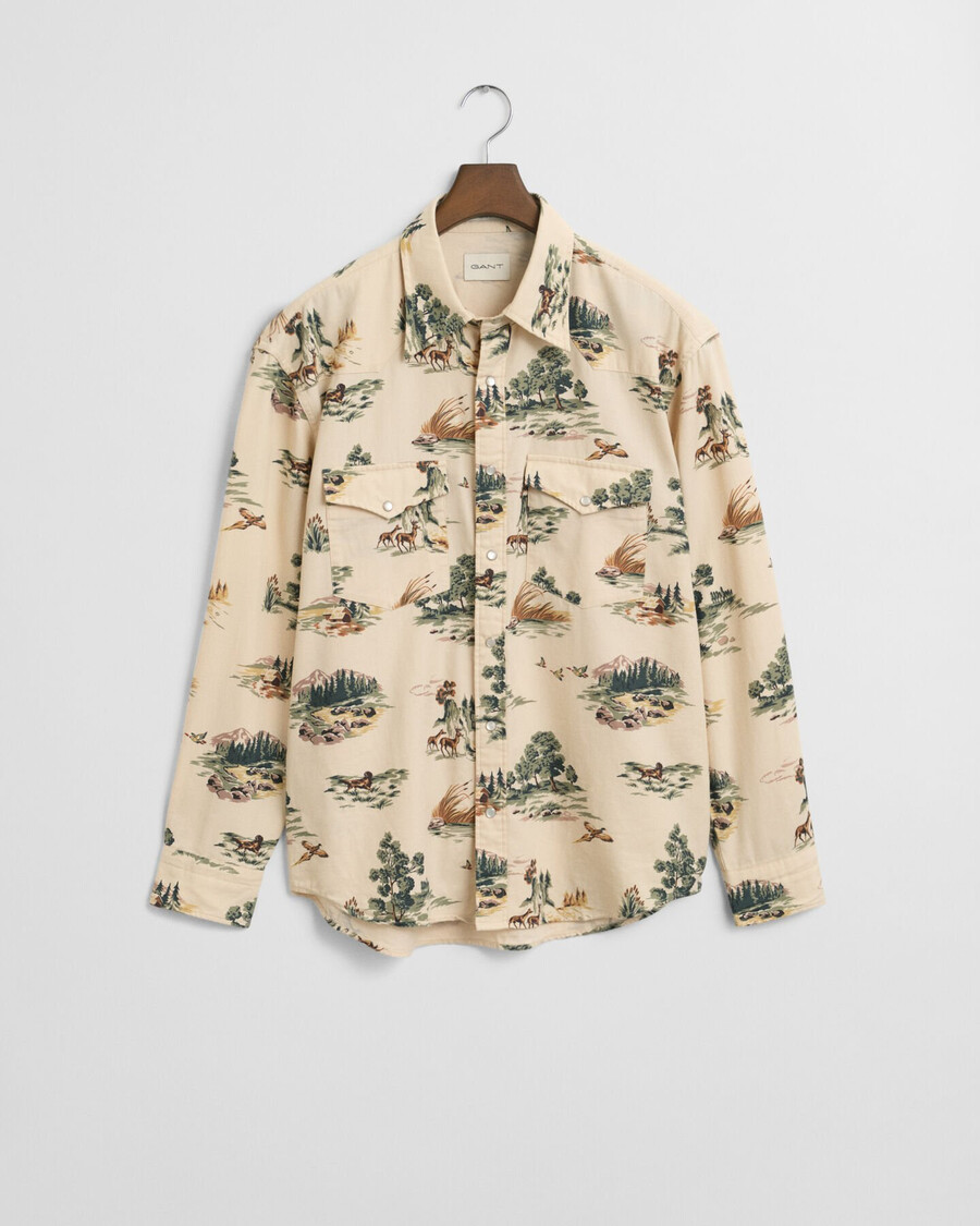 camisa rodeo estampada de corte relajado - blanco marfil