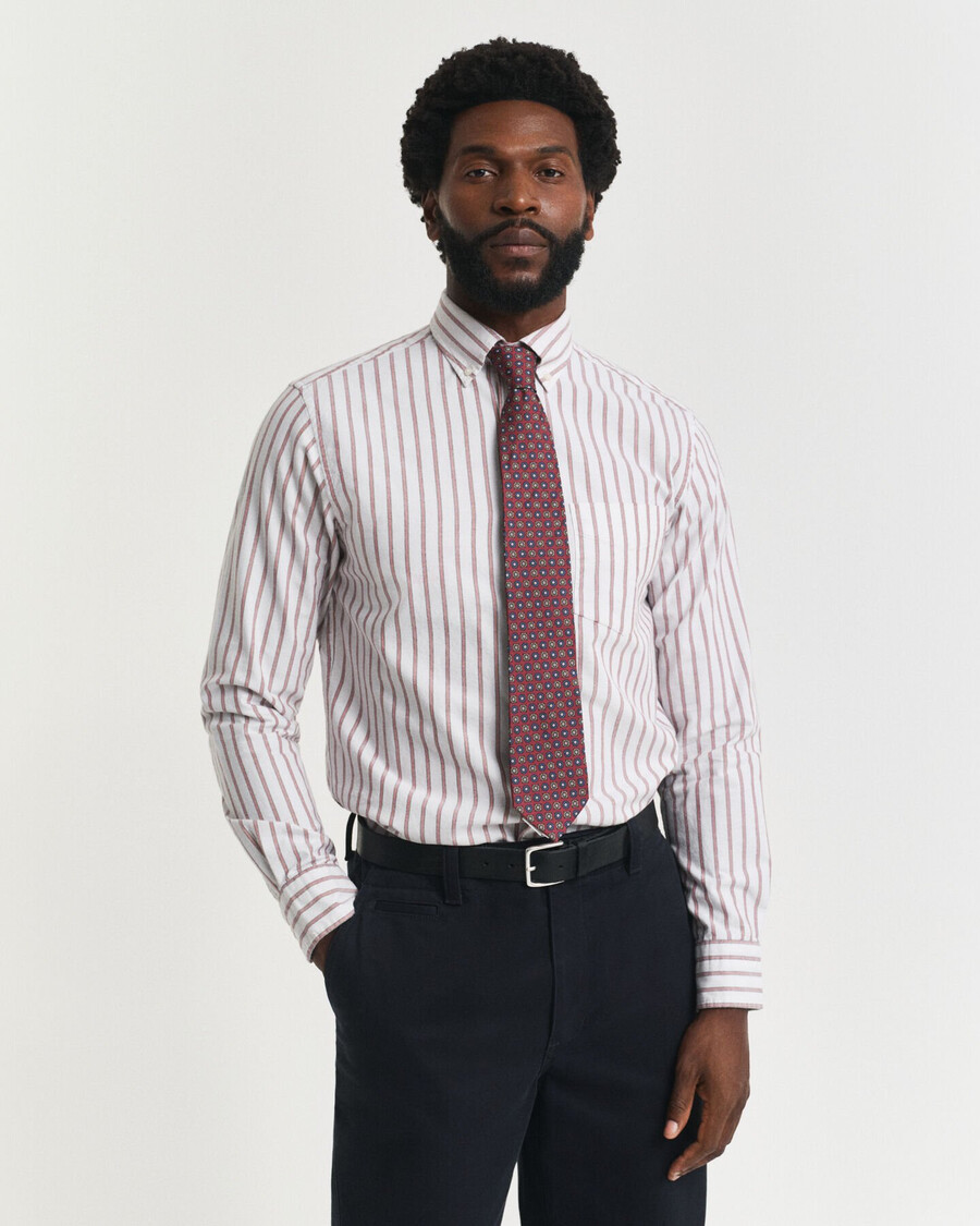 camisa oxford de archivo a rayas de corte regular - cáscara de huevo
