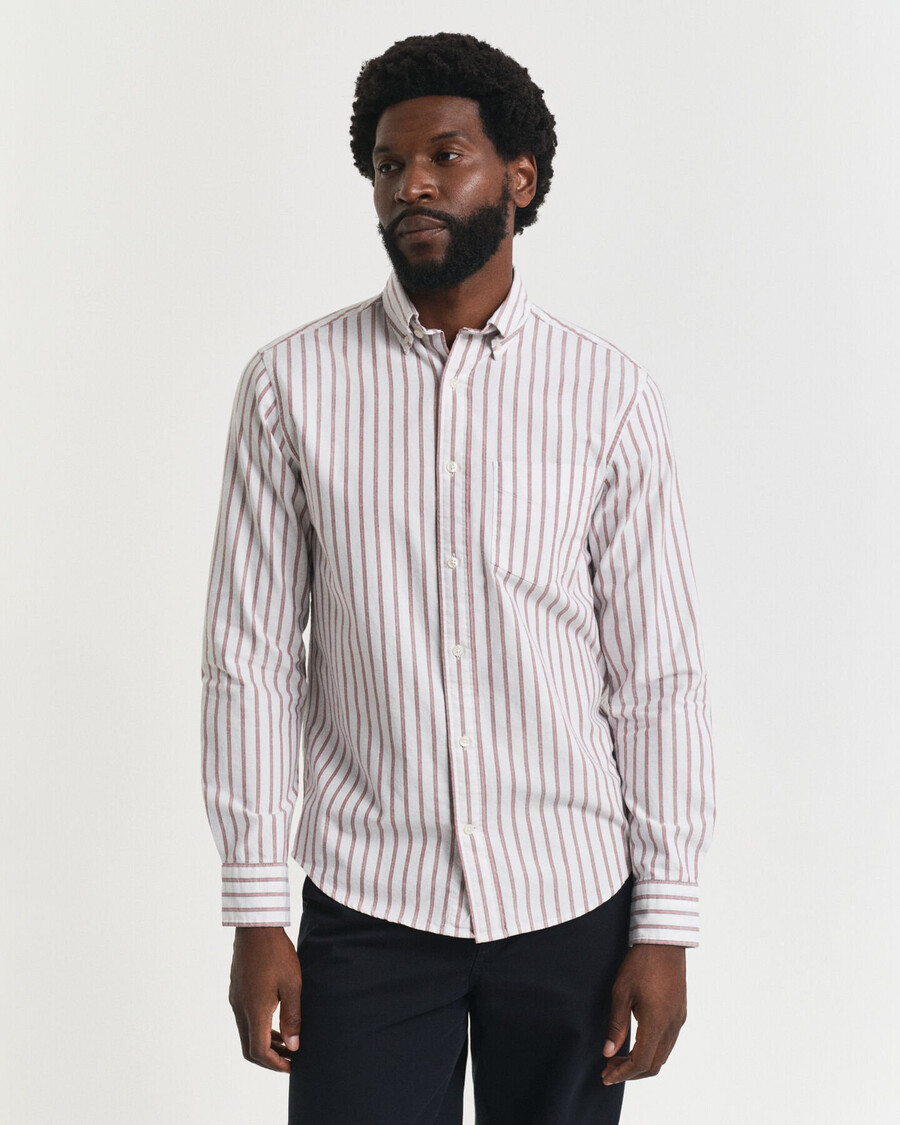 camisa oxford de archivo a rayas de corte regular - cáscara de huevo