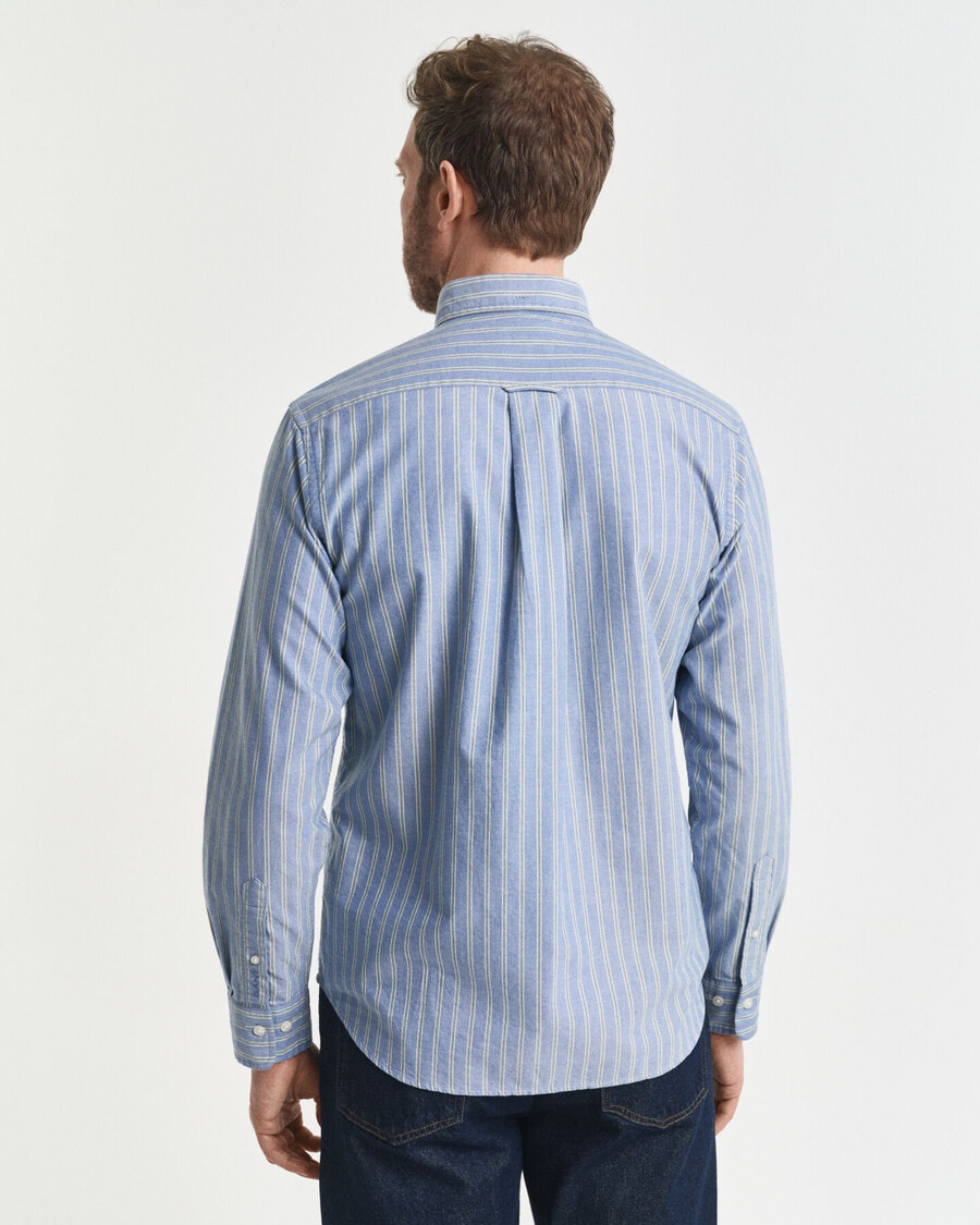 camisa oxford de archivo a rayas de corte regular - azul agua