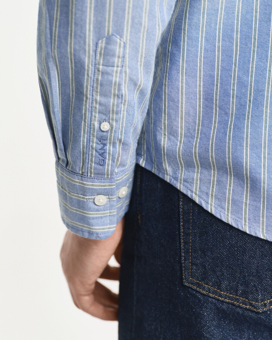 camisa oxford de archivo a rayas de corte regular - azul agua